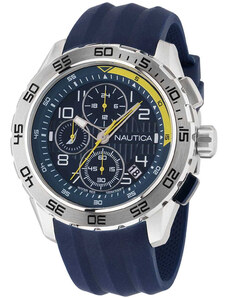 NAUTICA NST101 Chronograph - NAPNSS301, Silver case with Blue Rubber Strap