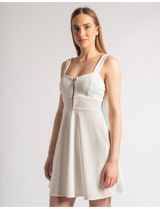 INSHOES Μονόχρωμο mini φόρεμα εβαζέ με φερμουάρ Λευκό