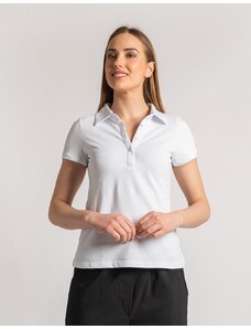 INSHOES Κοντομάνικη βαμβακερή μπλούζα με κουμπιά Λευκό