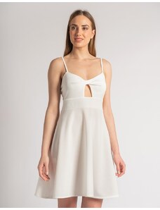INSHOES Μονόχρωμο μίνι φόρεμα με άνοιγμα στο στήθος Λευκό