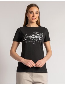 INSHOES Βαμβακερή κοντομάνικη μπλούζα με print Μαύρο