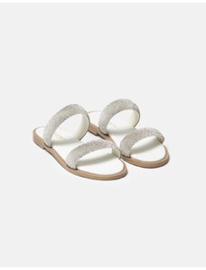 INSHOES DESIGN Σανδάλια Ελληνικής κατασκευής με λουράκια από strass Λευκό