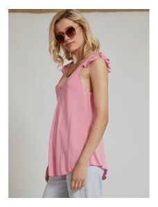 Celestino Αμάνικη μπλούζα με βολάν ροζ για Γυναίκα