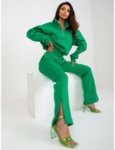 Fashionhunters Πράσινο βασικό σετ φόρμας με κοντό φούτερ