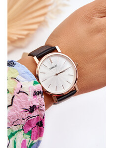 Kesi Γυναικείο ρολόι με κάσα ροζ χρυσό Ernest Black Vega