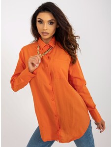Fashionhunters Πορτοκαλί Oversized Πουκάμισο με Κουμπιά