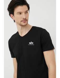 Βαμβακερό μπλουζάκι Alpha Industries ανδρικά, χρώμα μαύρο 106513.03