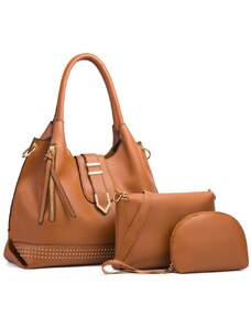 Γυναικείο σετ τσάντας χιαστί/ώμου/τσάντα χειρός Cardinal zm496 brown