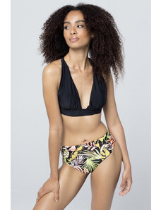 Homewear Bikini Τρίγωνο με χιαστί πλάτη μαύρο και σλιπ Floral