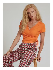 Celestino Κρουαζέ μπλούζα με σούρα πορτοκαλι για Γυναίκα