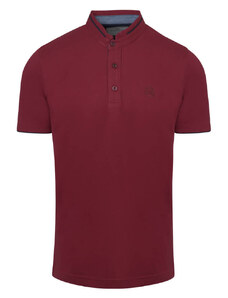 Prince Oliver Premium Mao Polo Μπορντώ 100% Cotton (Modern Fit)