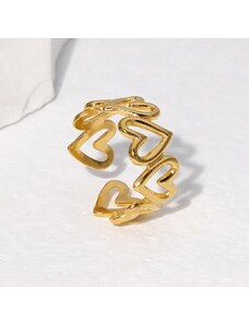 HOLLOW HEART STEEL RING - GOLD
