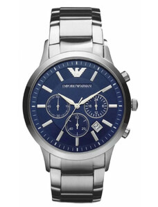 Emporio Armani AR2448 Ρολόι Χρονογράφος με Μπλε Καντράν και Μεταλλικό Μπρασελέ