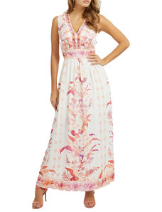 Guess Gisel All Over Floral Print Long Dress-Floral Pink