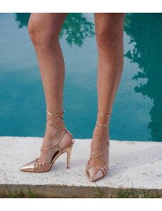 issue Lace up γόβες - Rose Gold - 060011