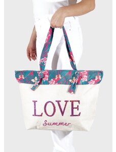 gsecret Γυναικεία τσάντα θαλάσσης "LOVE SUMMER" ΠΡΑΣΙΝΟ