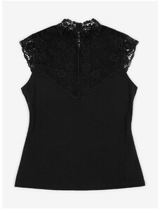 Orsay Black Γυναικείο T-shirt με λεπτομέρεια από δαντέλα - Γυναικεία