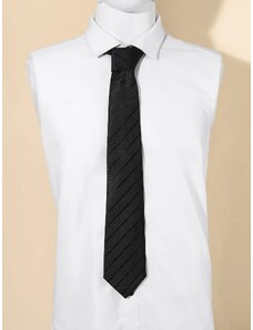 ΟΕΜ Πολυτελής μαύρη ανδρική γραβάτα ριγέ