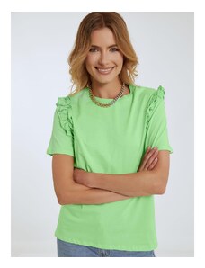 Celestino Κοντομάνικη μπλούζα με βολάν πρασινο ανοιχτο για Γυναίκα