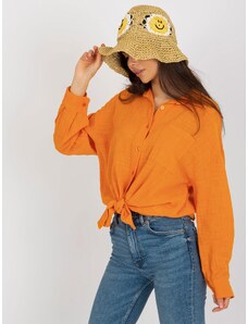 Fashionhunters Πορτοκαλί βαμβακερό oversize πουκάμισο από την Etta OCH BELLA
