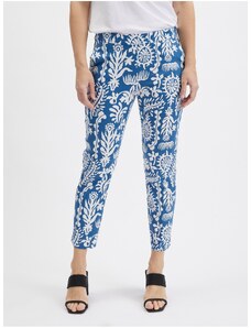 Orsay Λευκό και Μπλε Γυναικείο Παντελόνι με Σχέδια - Γυναικεία