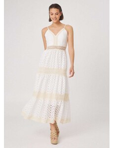 KATELONDON Μακρύ φόρεμα με διάτρητα σχέδια - Λευκό