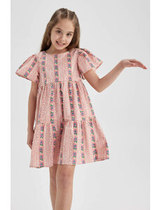 DEFACTO κορίτσι με μοτίβο κοντομάνικο φόρεμα