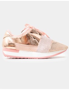 Beltipo Γυναικεία Sneakers ροζ με Ψηλή Σολα και Κορδόνια