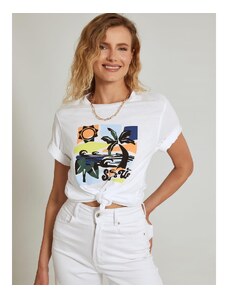 Celestino Unisex t-shirt surf λευκο για Γυναίκα