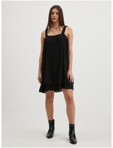 Μαύρο κοντό πλισέ φόρεμα ώμου JDY Lila - Γυναικεία