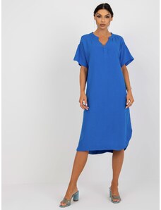 Fashionhunters Μπλε πουκάμισο φόρεμα με κοντό OCH BELLA