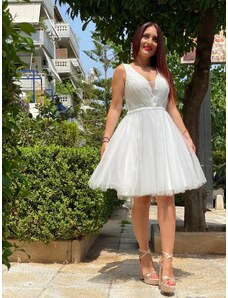 Amorada Μίνι φόρεμα λευκό με γκλίτερ στο μπούστο