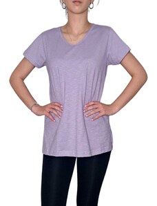 Vactive Γυναικείο ριχτό μπλουζάκι με V λαιμόκοψη σε λιλά χρώμα - Small