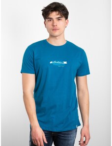 REBASE Ανδρικό Basic Μονόχρωμο Με Στάμπα T-shirt RTS-197 - Πετρόλ - 031005