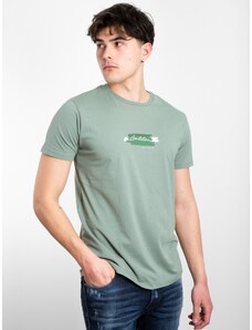 REBASE Ανδρικό Basic Μονόχρωμο Με Στάμπα T-shirt RTS-197 - Χακί - 011004