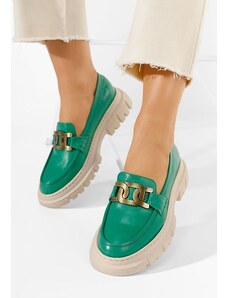 Zapatos Δερμάτινα μοκασινια γυναικεια Haza V2 πρασινο