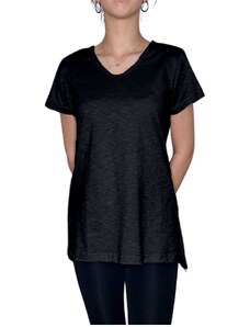 Vactive Γυναικείο ριχτό μπλουζάκι με V λαιμόκοψη σε μαύρο χρώμα - Small
