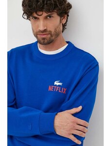 Βαμβακερή μπλούζα Lacoste x Netflix χρώμα: ναυτικό μπλε F30