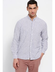 FUNKY BUDDHA Casual linen blend ριγέ πουκάμισο