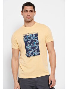 FUNKY BUDDHA T-shirt με φλοράλ frame τύπωμα