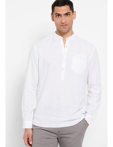 FUNKY BUDDHA Λινό πουκάμισο με λαιμό mao