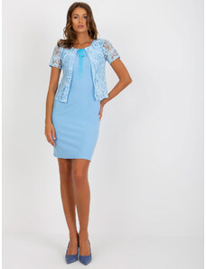 Fashionhunters Γαλάζιο αμάνικο φόρεμα κοκτέιλ