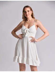 INSHOES Μονόχρωμο mini φόρεμα με δέσιμο στο μπούστο Λευκό