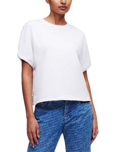 KARL LAGERFELD T-Shirt Drawcord Sleeve T-Shirt 231W1715 100 white