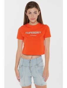 Cropped T-Shirt 'Code Graphic Embroidered Tiny Tee' SUPERDRY