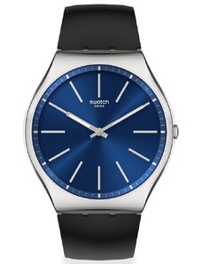 SWATCH Formal Blue 42 SS07S125 Black Leather Strap