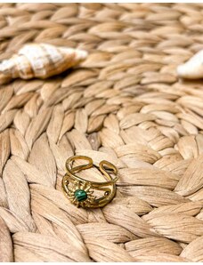 INSHOES Δαχτυλίδι ήλιος με πέτρα από ανοξείδωτο ατσάλι Βεραμάν