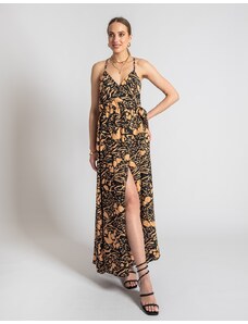 INSHOES Maxi φόρεμα με χιαστί σχέδιο στην πλάτη Κάμελ