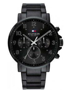 Tommy Hilfiger 1710383 Ρολόι Χρονογράφος με Μεταλλικό Μπρασελέ σε Μαύρο Χρώμα