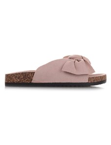 Famous Shoes Σουέντ ροζ σανδάλια με φιόγκο Famous